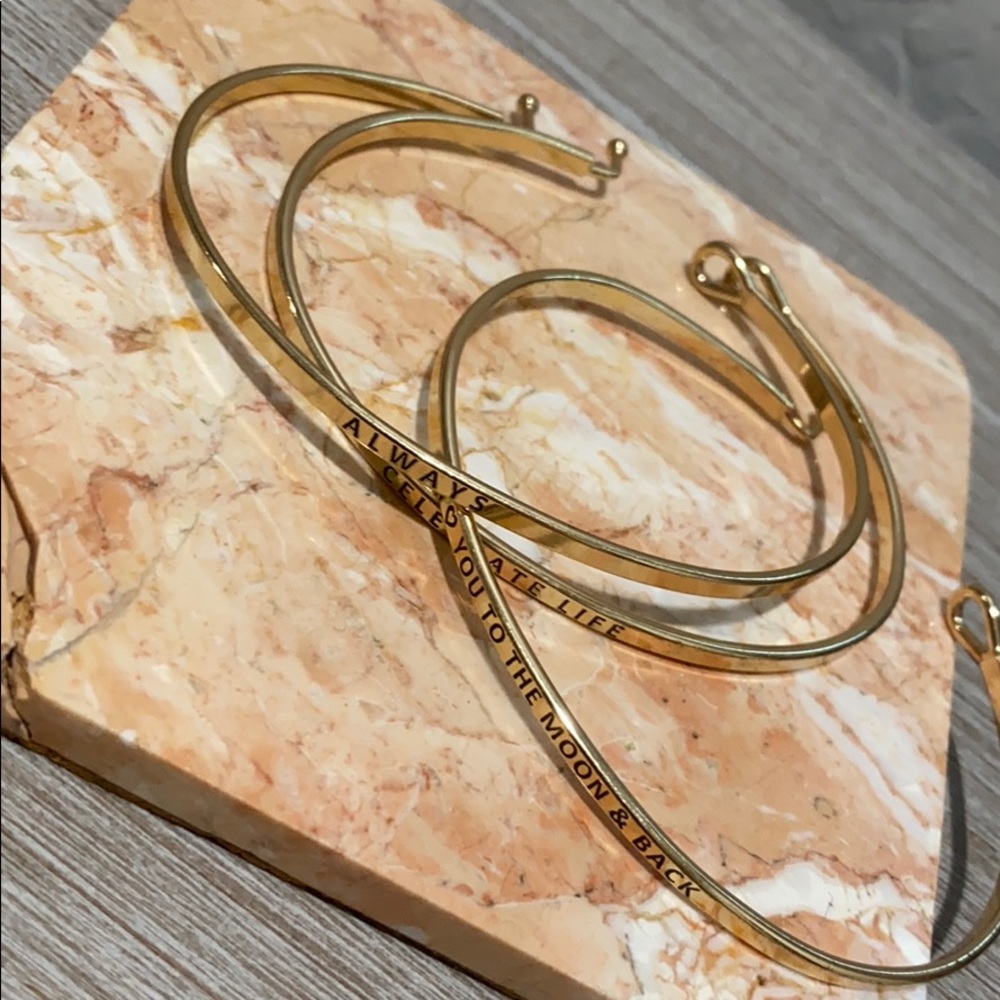 3 Sterling Forever Engraved Bangle Bracelets NEW